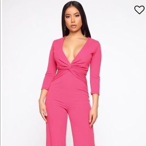 Knot One To Play With Jumpsuit - Neon Fuchsia